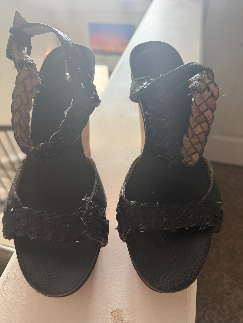 Frye Braylin Braided Leather Wedge Sandals